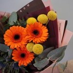 Дарксайд: герберы, краспедия, эрингиум, лагурус в Санкт-Петербурге - Фотография 6