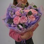 Мур-Мур: пионовидные розы Пинк О` Хара, маттиола и эвкалипт в Санкт-Петербурге - Фотография 7