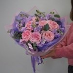 Мур-Мур: пионовидные розы Пинк О` Хара, маттиола и эвкалипт в Санкт-Петербурге - Фотография 8