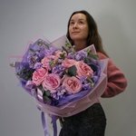 Мур-Мур: пионовидные розы Пинк О` Хара, маттиола и эвкалипт в Санкт-Петербурге - Фотография 5