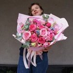 Принцесса Мононоке: розовые пионовидные розы, твидия и лизиантус в Санкт-Петербурге - Фотография 10