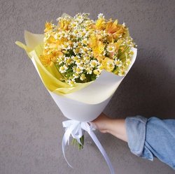 Букет «Альстромерия и ромашки недорого» Букет «Альстромерия и ромашки недорого»