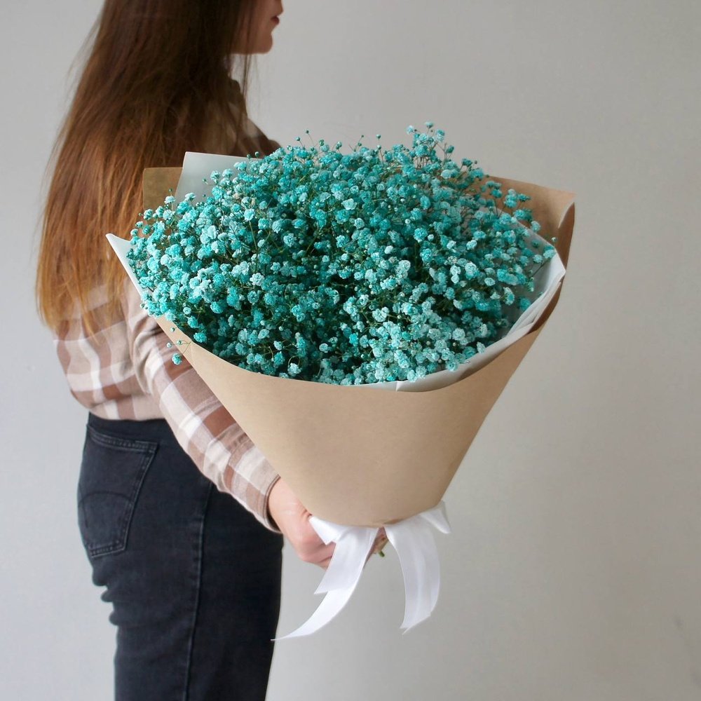 Гипсофила бирюзовая в крафте: 7 цветков недорого