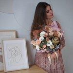 Эксцентричная Ася: южно-африканская протея, перья заморских птиц и кофейный эрингиум. Цветы в оригинальном букете с доставкой в Санкт-Петербурге. Ежедневно и круглосуточно - Фотография 13