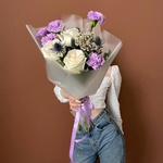 Терпкий вкус любви: пионовидные розы, лунная гвоздика и экзотический эрингиум в Санкт-Петербурге - Фотография 7