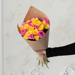 Розы дешево, 23 шт. Цвет:розовый и жёлтый. Доставка круглосуточно в Санкт-Петербурге - Фотография 2