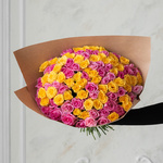 Розы дешево, 101 шт. Цвет:розовый и жёлтый. Доставка круглосуточно в Санкт-Петербурге - Фотография 2