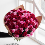 Розы дешево, 101 шт. Цвет: красный и розовый. Доставка круглосуточно в Санкт-Петербурге - Фотография 3