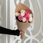 Розы дешево, 11 штук. Цвет: белый и розовый. Доставка круглосуточно в Санкт-Петербурге - Фотография 2