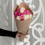 Розы дешево, 17 штук. Цвет: белый и розовый. Доставка круглосуточно в Санкт-Петербурге - Фотография 2