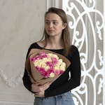 Розы дешево, 31 шт. Цвет: белый и розовый. Доставка круглосуточно в Санкт-Петербурге - Фотография 1