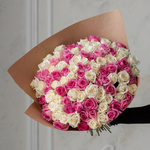 Розы дешево, 101 шт. Цвет: белый и розовый. Доставка круглосуточно в Санкт-Петербурге - Фотография 2