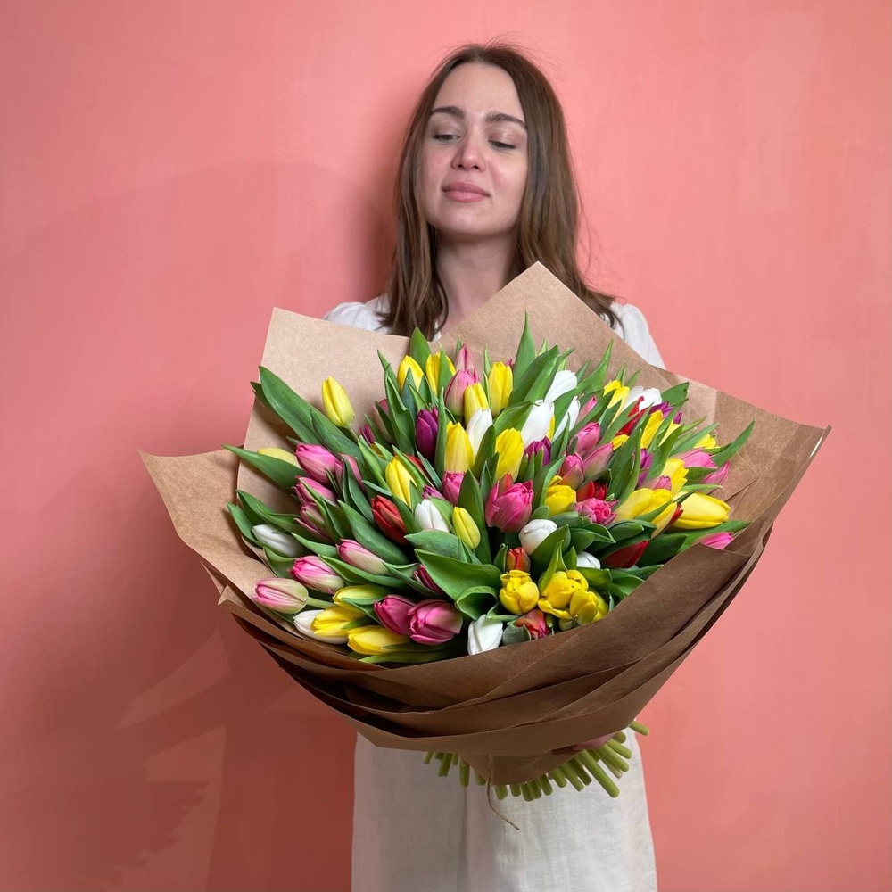 101 разноцветный тюльпан микс