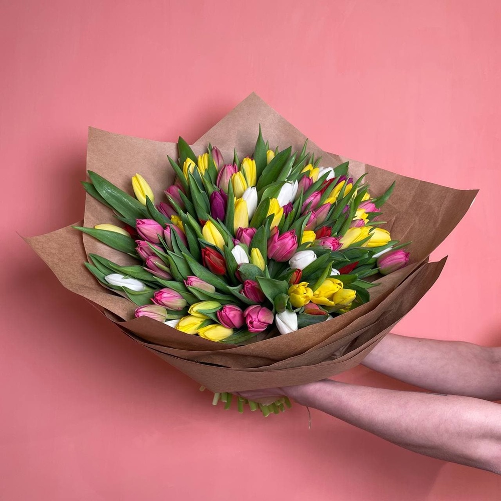 101 разноцветный тюльпан микс