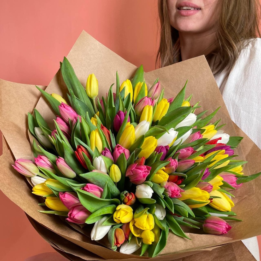 101 разноцветный тюльпан микс