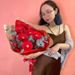 Любовная горячка: букет из гербер и эвкалипта в Санкт-Петербурге - Фотография 1