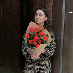 Букет «Зайка моя: оранжевые кустовые розы с оформлением» Букет «Зайка моя: оранжевые кустовые розы с оформлением»