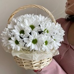 Нежное прикосновение: корзина с белыми хризантемами с доставкой по СПб - Фотография 4