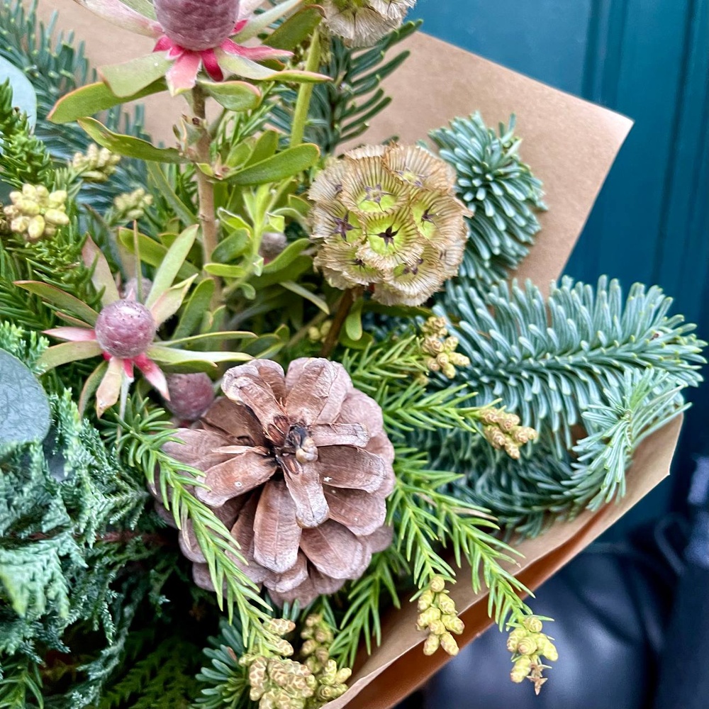 Хвойный лес: еловые ветки и другие цветы