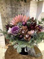 Зимняя композиция в шляпной коробке с доставкой по СПб - Фотография 5