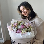 Ватный бинт: букет с пионами, ромашками и хлопком - Фотография 2