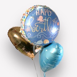 Букет «Воздушные шары «С днем рождения» / Голубая палитра / 3 шара» Букет «Воздушные шары «С днем рождения» / Голубая палитра / 3 шара»