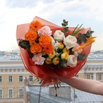 Букет Осенний грязный : герберы, розы, ирисы, гвоздики и другие цветы с доставкой в Санкт-Петербурге - Фотография 1