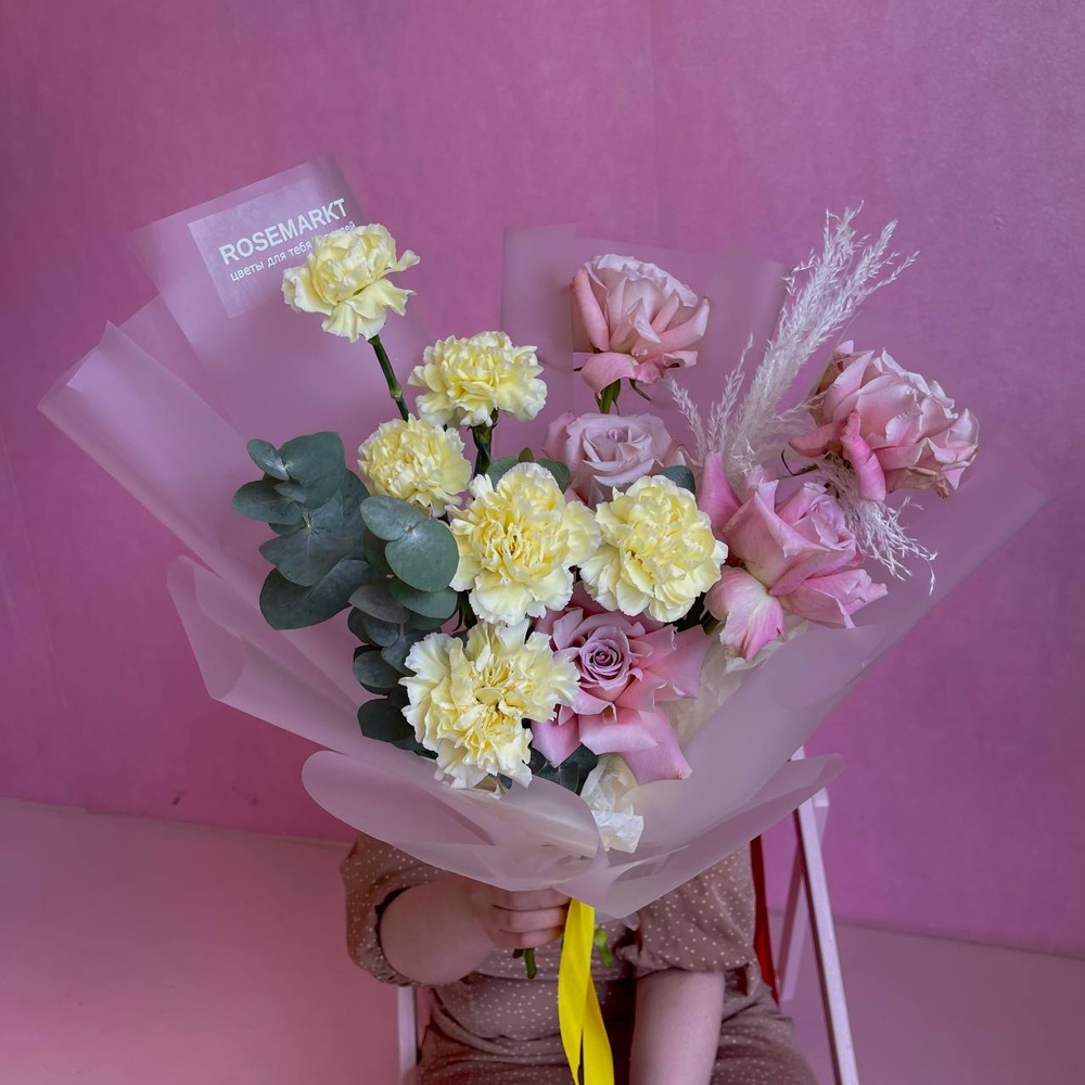 Твоя сладкая фантазия: кружевная роза Фейт и гвоздика + аквабокс и коробка-переноска