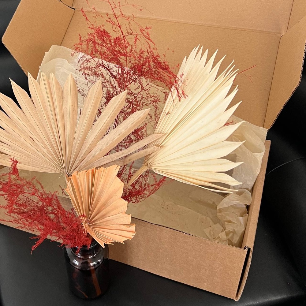 Экобокс: сухоцветы Пальма и Аспарагус