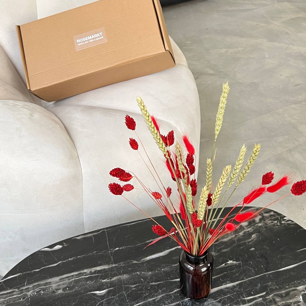 Экобокс: сухоцветы  Лагурус, Тритикум и Фалярис