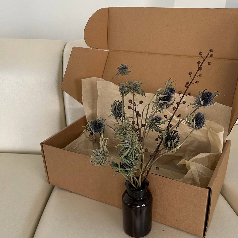 Экобокс: сухоцветы Эрингиум и Лён