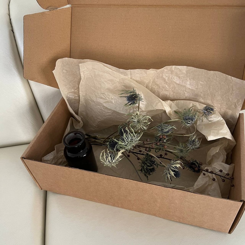 Экобокс: сухоцветы Эрингиум и Лён