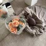 Миска с подушечками: букет из стойких пионовидных роз - Фотография 4