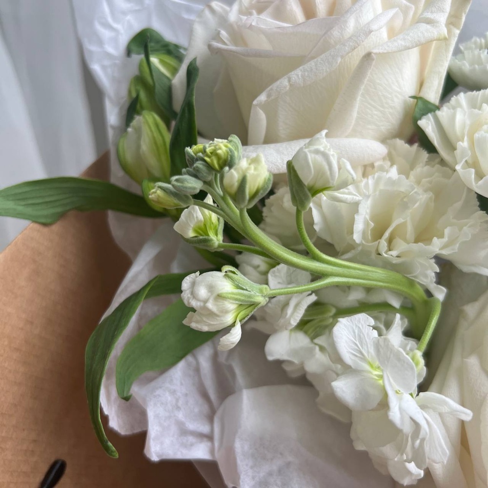 Раф на кошачей мяте: букет из ароматных цветов в белой гамме