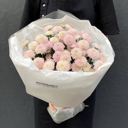 Букет «Черничный пай: стойкие хризантемы в лаконичной упаковке» Букет «Черничный пай: стойкие хризантемы в лаконичной упаковке»