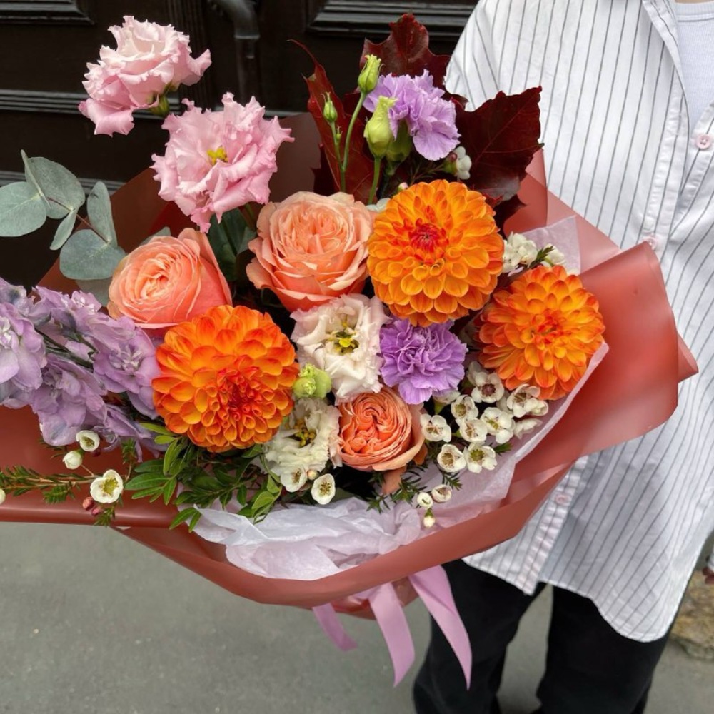Сладкий сентябрь: осенний авторский букет в яркой гамме