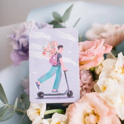 Букет «Мини-открытка «Цветочный самокат» / PrintMyFlowers 00097	»