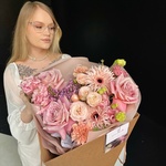 Черничный мусс: авторский букет в нежной гамме в Санкт-Петербурге  - Фотография 1