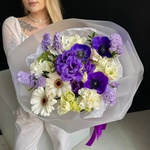 В ее глазах: авторский букет с синими анемонами в Санкт-Петербурге - Фотография 1