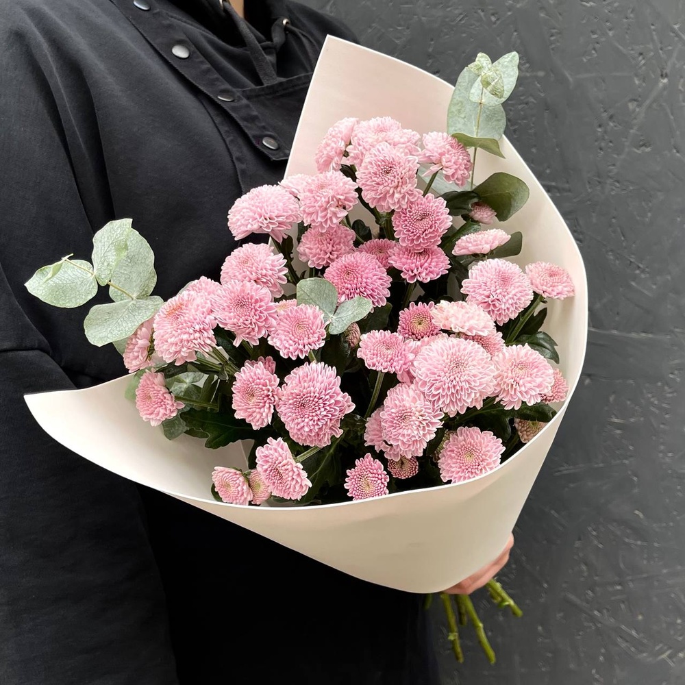 Блуберри: цветочный кулек с кустовыми сантини в Санкт-Петербурге