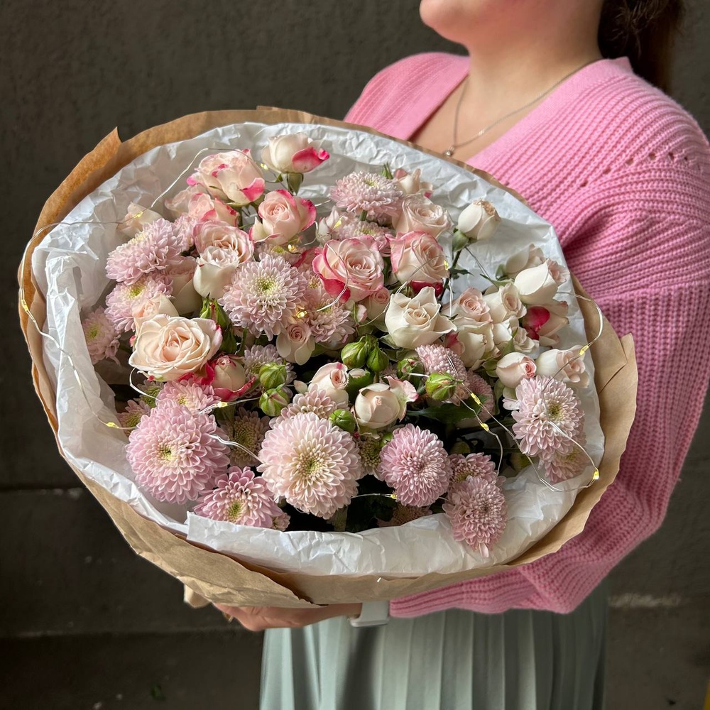 Букет с гирляндой О-ля-ля. С доставкой на дом