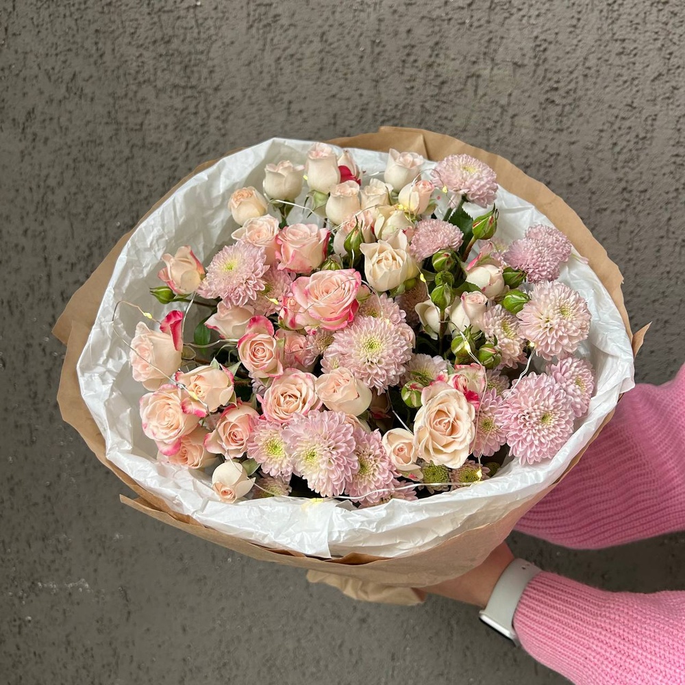 Букет с гирляндой О-ля-ля. С доставкой на дом