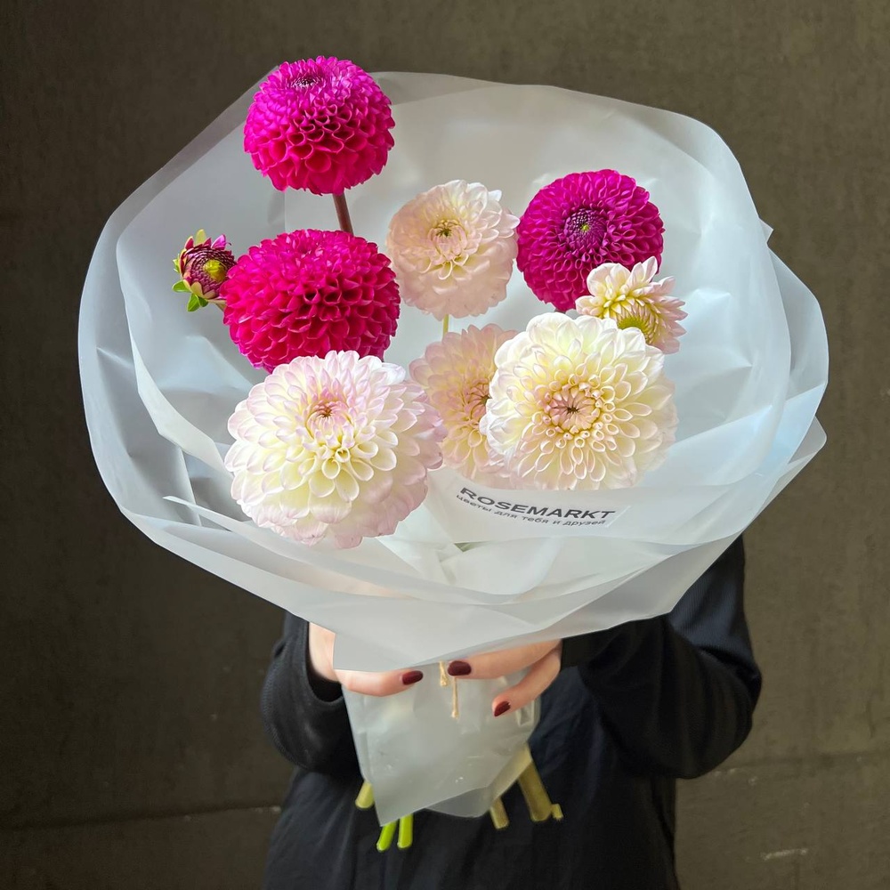 Разноцветные помпоны черлидеров: микс из георгинов