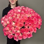 101 розовая роза с доставкой по Санкт-Петербургу - Фотография 5