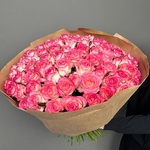 71 розовая роза в крафте с доставкой по Санкт-Петербургу - Фотография 7