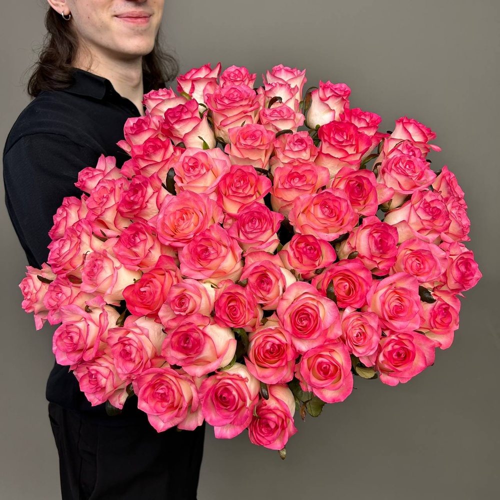 61 розовая роза с доставкой по Сантк-Петербургу