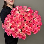 61 розовая роза с доставкой по Сантк-Петербургу - Фотография 1