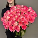 61 розовая роза с доставкой по Сантк-Петербургу - Фотография 5