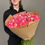 51 розовая роза в крафте с доставкой по Санкт-Петербургу - Фотография 6