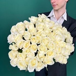 Свежая 61 белая роза - Фотография 2